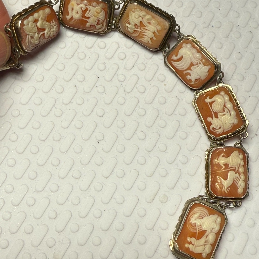 Vintage Cameo Bracelet 925. Depicting Greek mythology